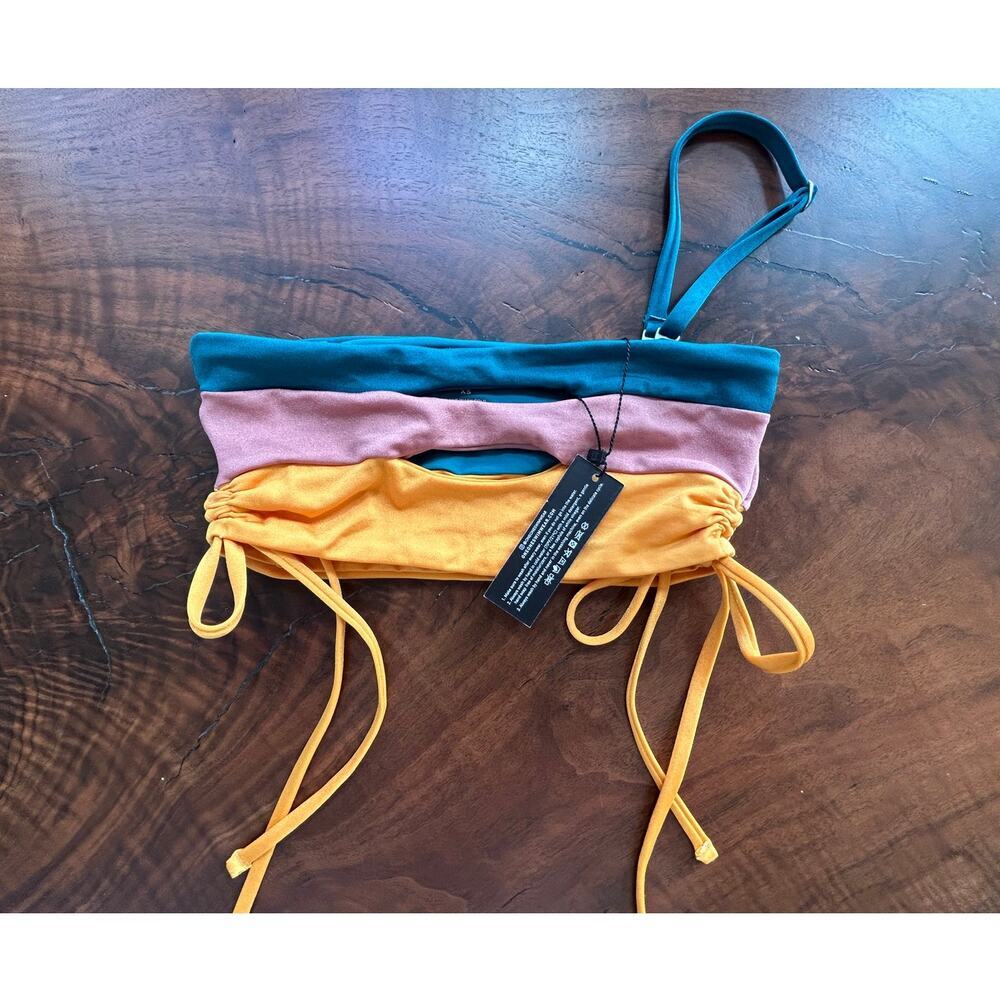 RARE ONEONE Colorblock Ruched Cutout Bandeau Top XS - NWT - Picture 4 of 5